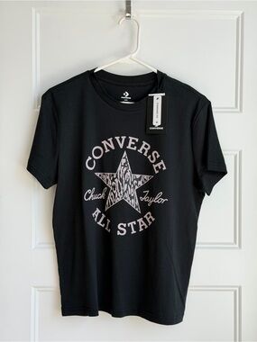 Converse Black Short Sleeve Tee with Pink All Star Logo